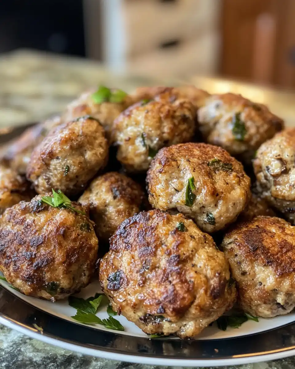 Freshly baked vegan mushroom meatballs served with garlic bread