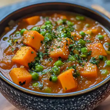 Hearty Vegan Sweet Potato Stew taken with iphone 15 pro max --iw 2 --ar 4:5 --v 6.1 --raw