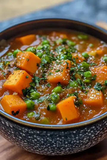 Hearty Vegan Sweet Potato Stew taken with iphone 15 pro max --iw 2 --ar 4:5 --v 6.1 --raw