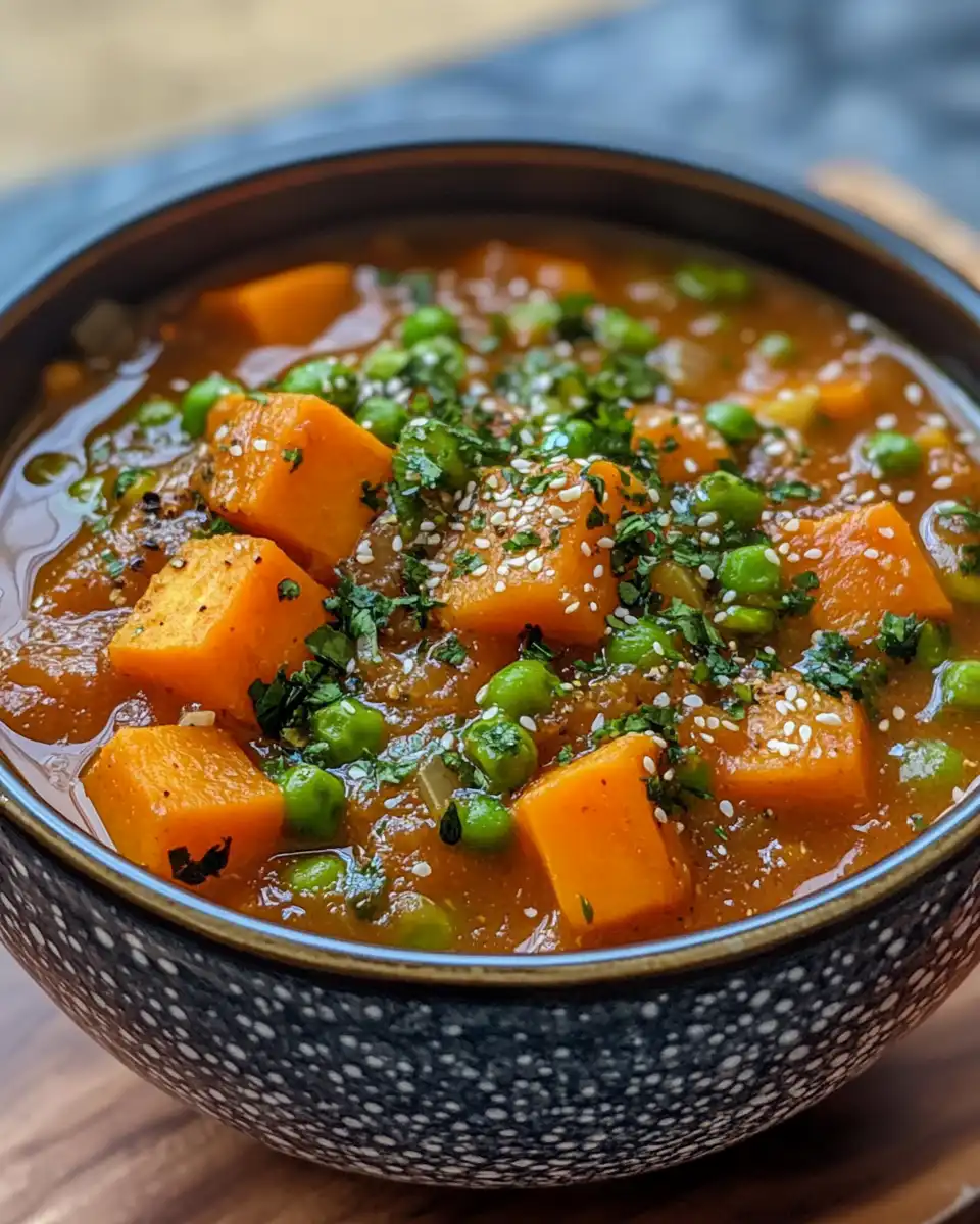 Steaming pressure cooker with vegan sweet potato stew inside
