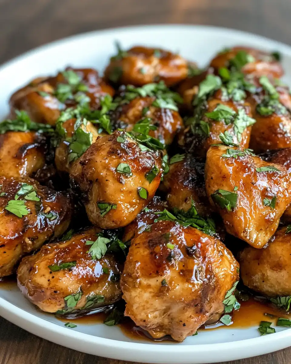 Ingredients for honey garlic chicken including honey, soy sauce, garlic, and chicken cubes