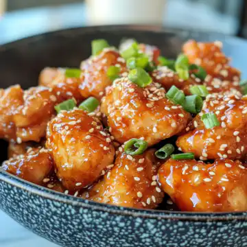Honey Sesame Chicken Sweet Savory Simple taken with iphone 15 pro max --iw 2 --ar 4:5 --v 6.1 --raw
