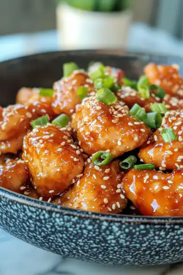 Honey Sesame Chicken Sweet Savory Simple taken with iphone 15 pro max --iw 2 --ar 4:5 --v 6.1 --raw