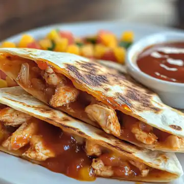 Hot Honey Bbq Chicken Quesadillas taken with iphone 15 pro max --iw 2 --ar 4:5 --v 6.1 --raw