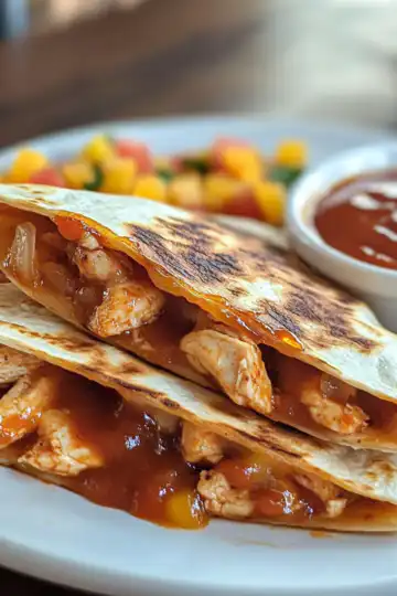 Hot Honey Bbq Chicken Quesadillas taken with iphone 15 pro max --iw 2 --ar 4:5 --v 6.1 --raw