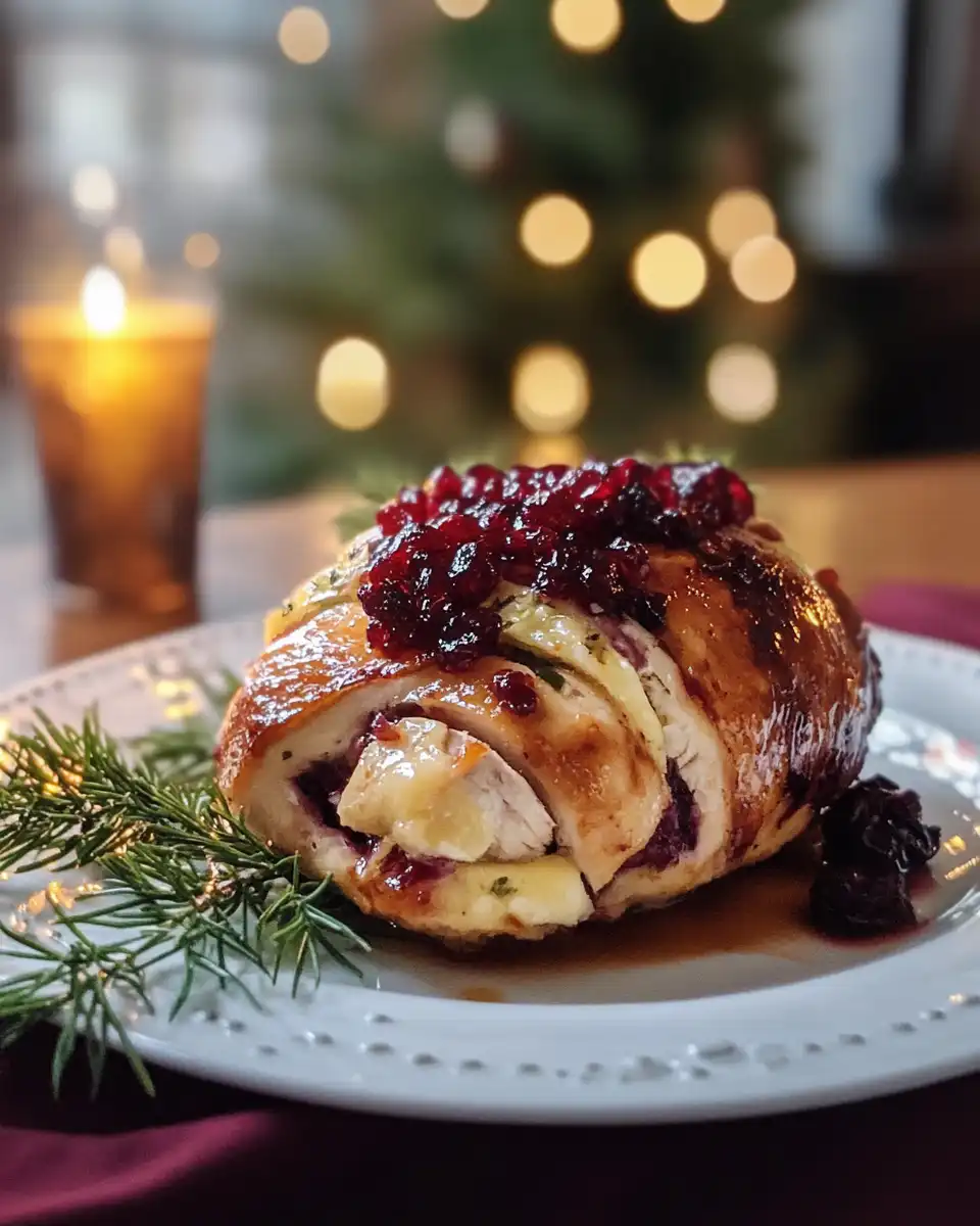 Ingredients and filling for cranberry brie stuffed chicken in skillet