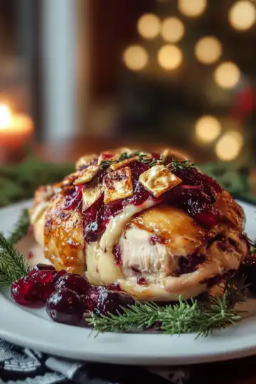 Impressive Cranberry Brie Stuffed Chicken taken with iphone 15 pro max --iw 2 --ar 4:5 --v 6.1 --raw