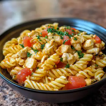 Instant Pot Bruschetta Chicken Pasta taken with iphone 15 pro max --iw 2 --ar 4:5 --v 6.1 --raw