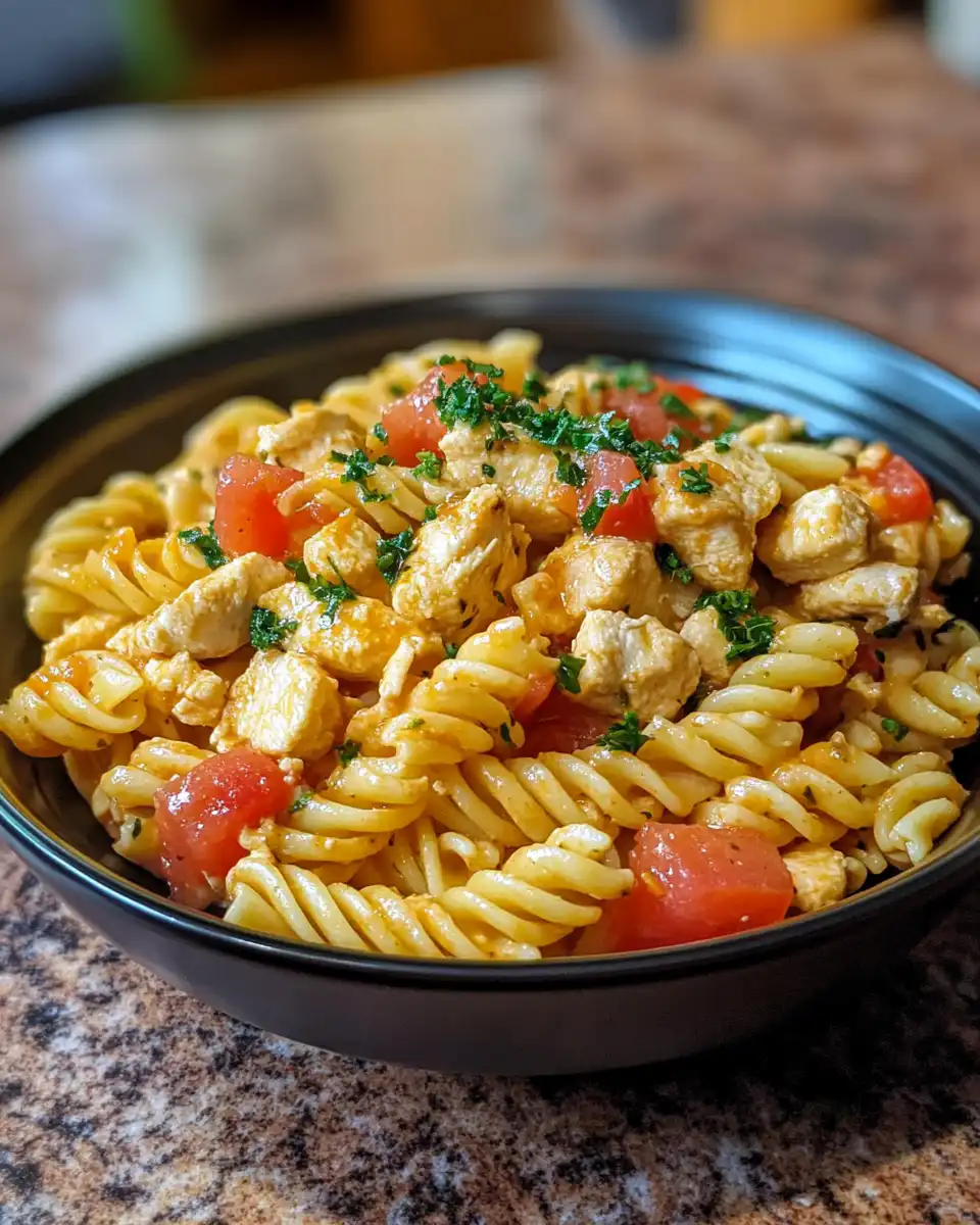 Instant Pot pressure cooker with bruschetta chicken pasta simmering inside