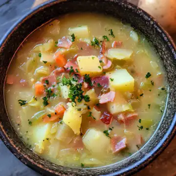 Irish Bacon Cabbage And Potato Soup taken with iphone 15 pro max --iw 2 --ar 4:5 --v 6.1 --raw