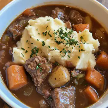 Irish Stew With Mashed Potatoes taken with iphone 15 pro max --iw 2 --ar 4:5 --v 6.1 --raw