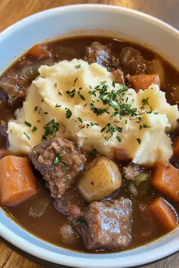 Irish Stew With Mashed Potatoes taken with iphone 15 pro max --iw 2 --ar 4:5 --v 6.1 --raw