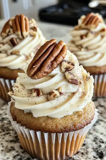 Irresistible Banana Cinnamon Pecan Cupcakes taken with iphone 15 pro max --iw 2 --ar 4:5 --v 6.1 --raw
