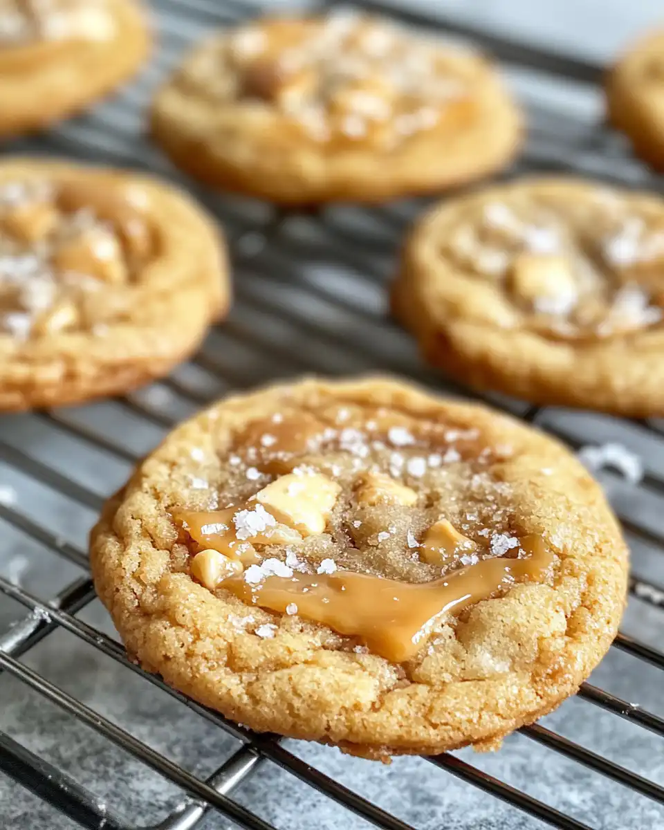 Plate of freshly baked double chocolate salted caramel cookies ready to serve