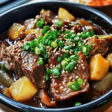 Irresistible Korean Pot Roast taken with iphone 15 pro max --iw 2 --ar 4:5 --v 6.1 --raw