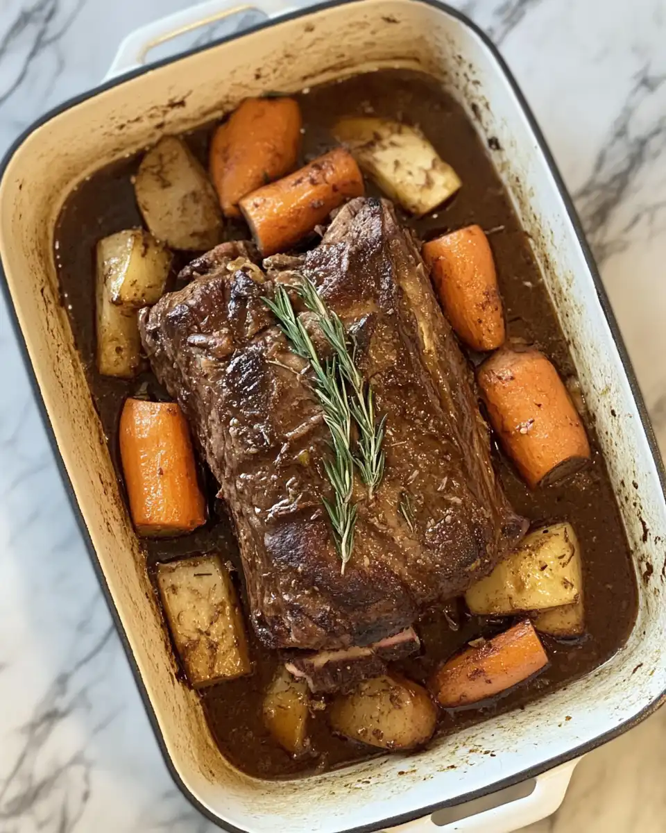 Ingredients for Italian pot roast arranged on kitchen counter