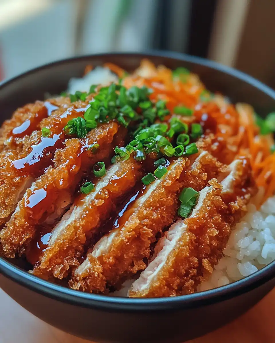 Finished crispy chicken katsu bowl ready to eat