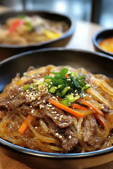 Japchae taken with iphone 15 pro max --iw 2 --ar 4:5 --v 6.1 --raw