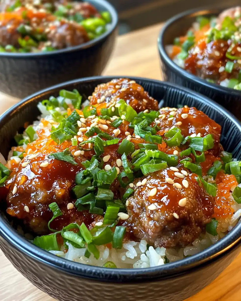 Pressure cooker with Korean BBQ meatballs cooking and steam rising
