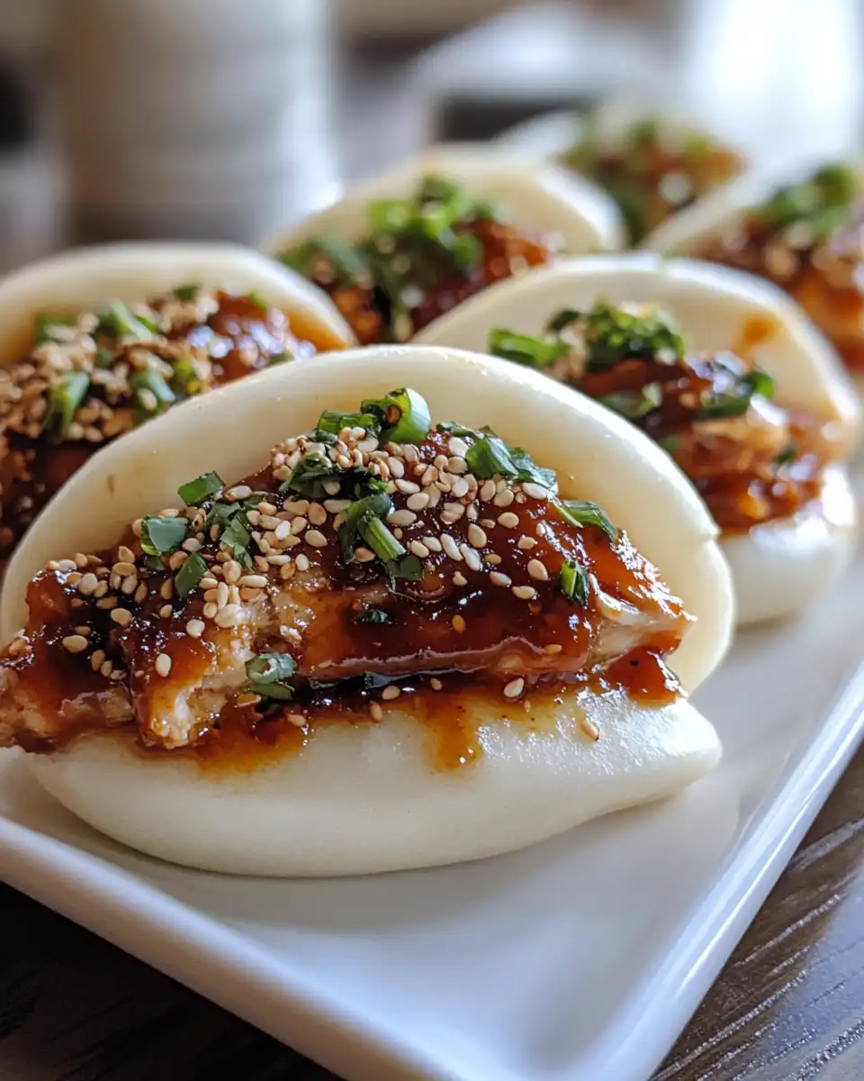 Ingredients and prep for Korean chicken bao buns with fresh vegetables