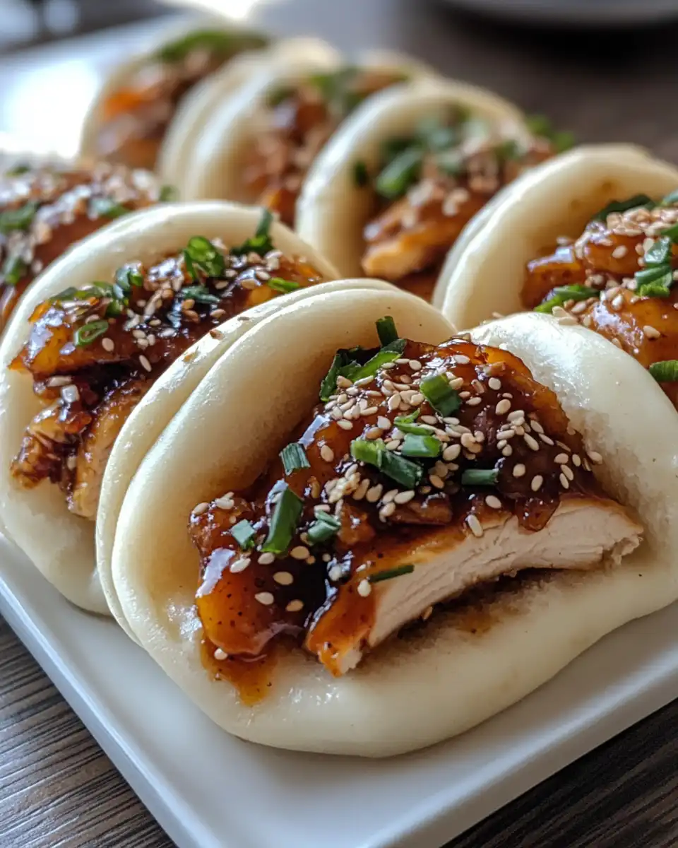 Korean chicken bao buns cooking scene with steam vent