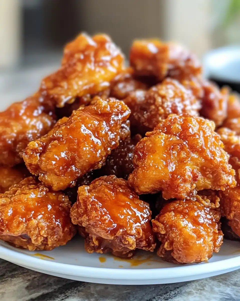 Golden crispy Korean fried chicken pieces ready to eat