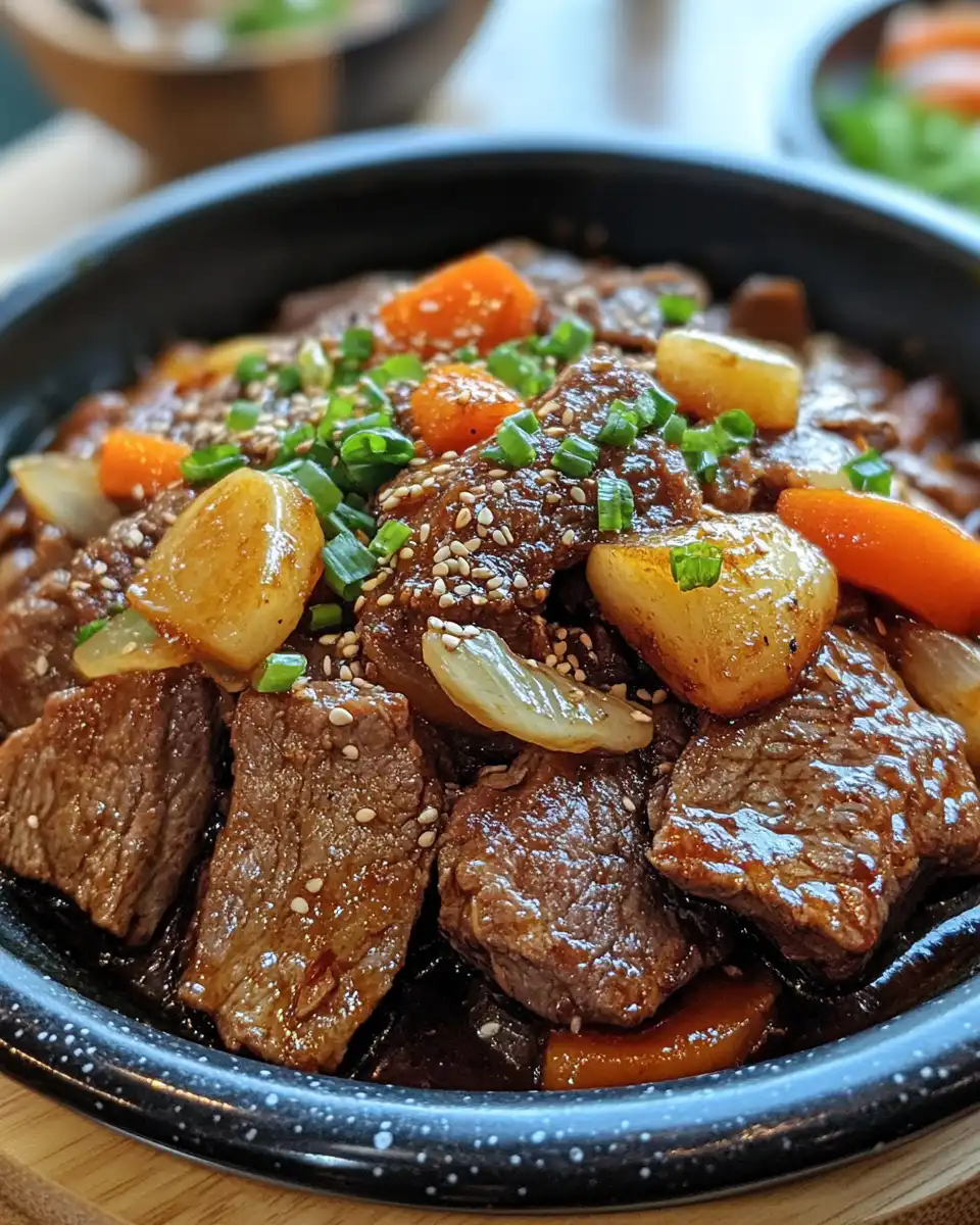 Tender shredded Korean style pot roast served with sauce