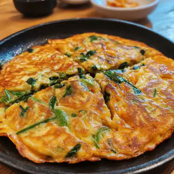 Korean Vegetable Pancake Yachaejeon taken with iphone 15 pro max --iw 2 --ar 4:5 --v 6.1 --raw