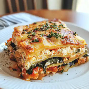 Layered Mediterranean Vegetable Lasagna With Creamy Ricotta taken with iphone 15 pro max --iw 2 --ar 4:5 --v 6.1 --raw