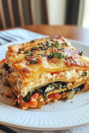 Layered Mediterranean Vegetable Lasagna With Creamy Ricotta taken with iphone 15 pro max --iw 2 --ar 4:5 --v 6.1 --raw