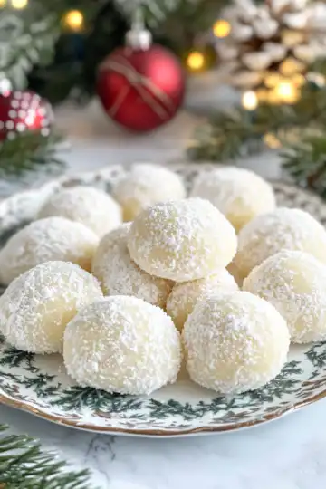 Lemon Cream Snowball Cookies Melt In Your Mouth Holiday Magic taken with iphone 15 pro max --iw 2 --ar 4:5 --v 6.1 --raw