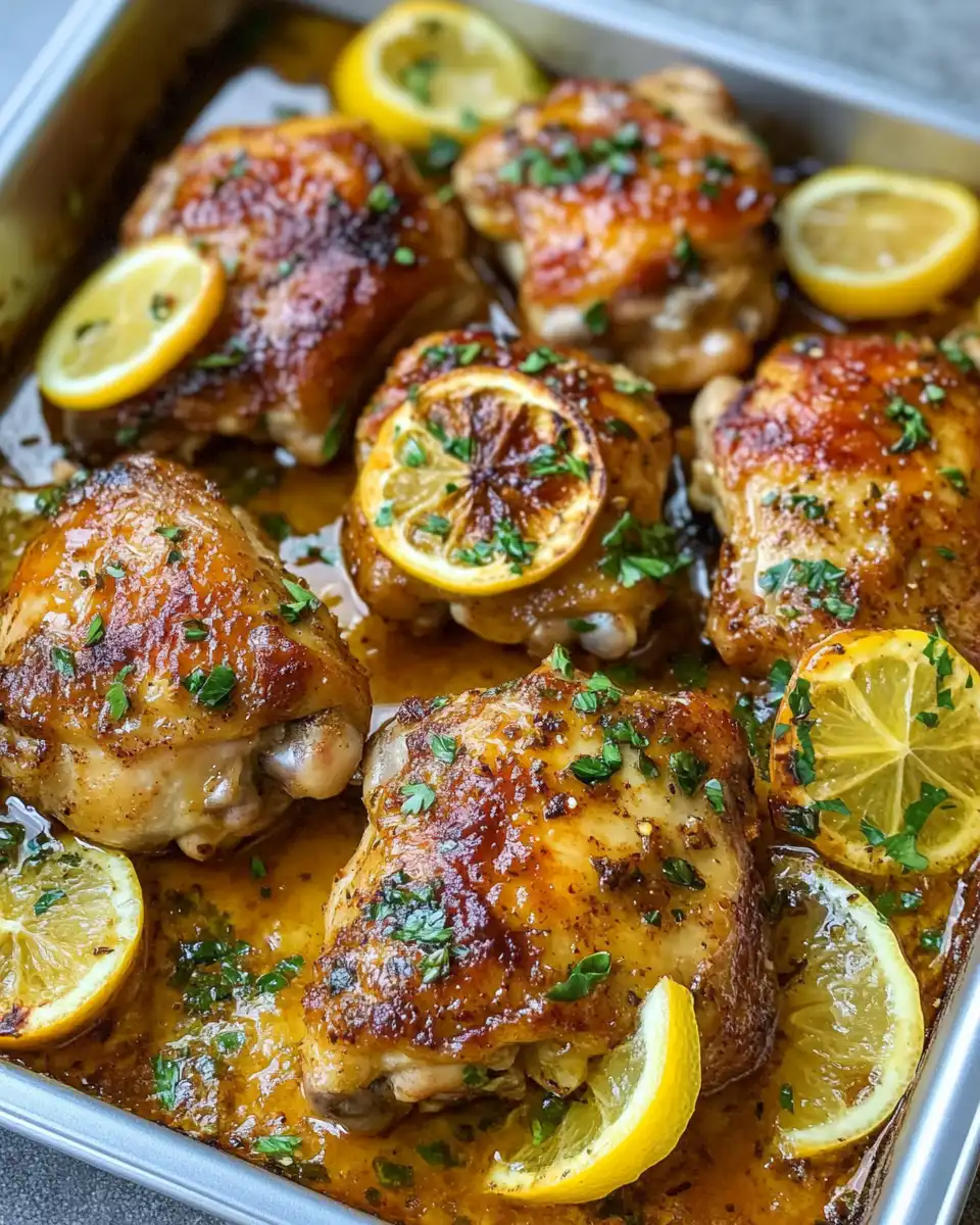 Ingredients and marinade for lemon paprika roast chicken thighs with herbs and spices