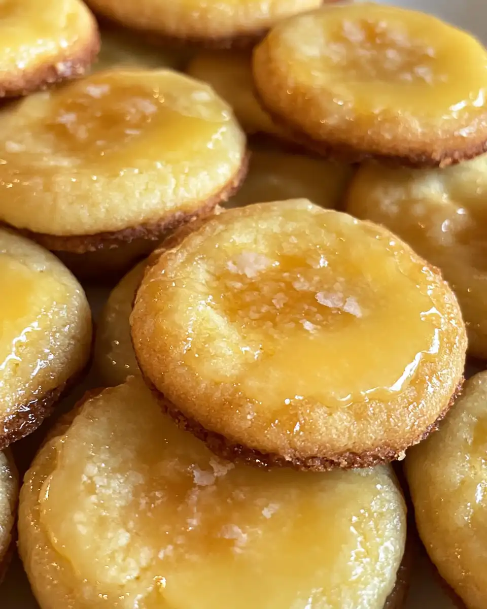 Close-up of finished lemon curd creme brûlée cookies ready to enjoy