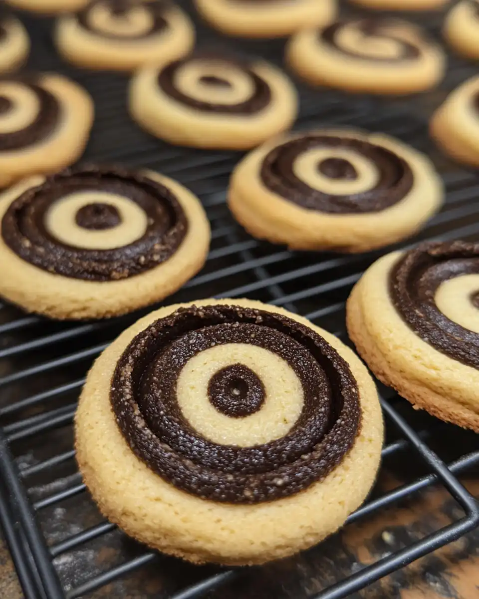 Close-up of Date Pinwheel Cookies spiral fresh out of pressure cooker