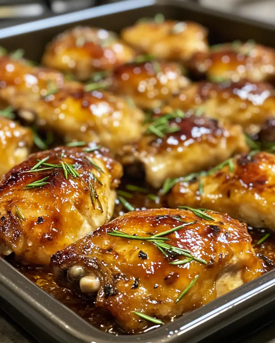 Glazed chicken quarters being coated with maple orange sauce before cooking