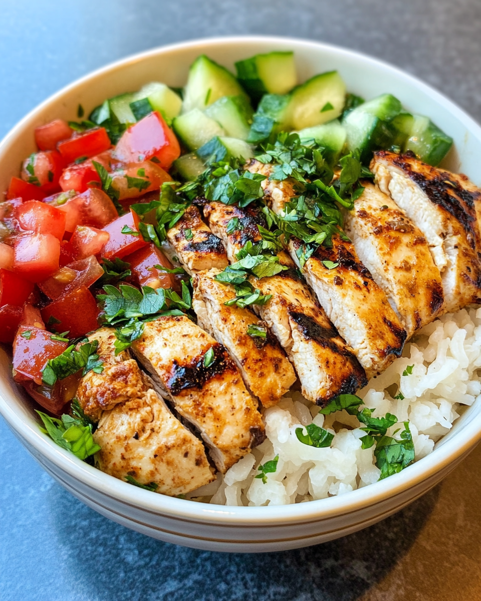 Steam rising from pressure cooker with Mediterranean chicken bowl inside