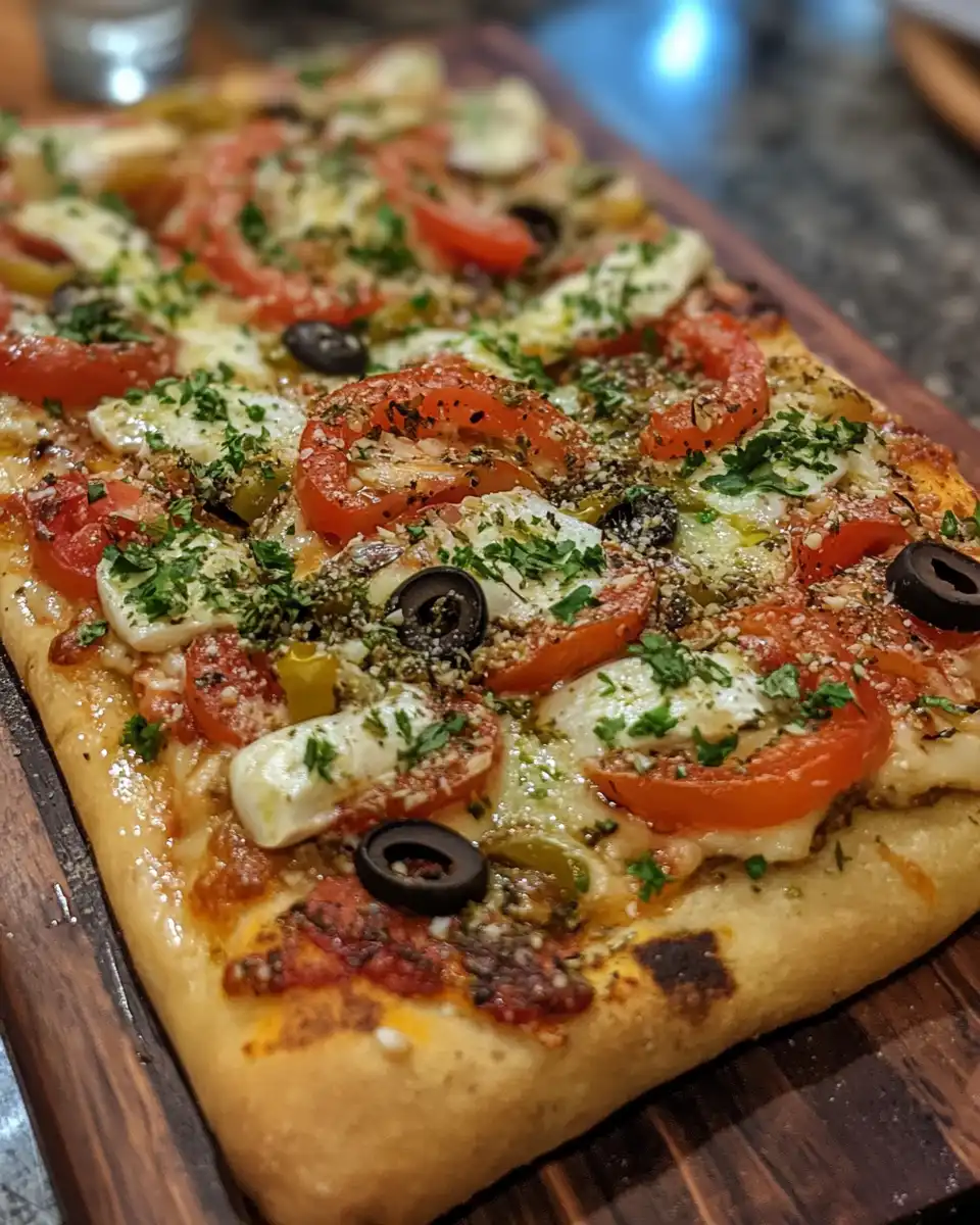 Ingredients assembled on flatbread pizza before cooking