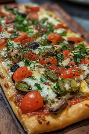 Mediterranean Flatbread Pizza taken with iphone 15 pro max --iw 2 --ar 4:5 --v 6.1 --raw