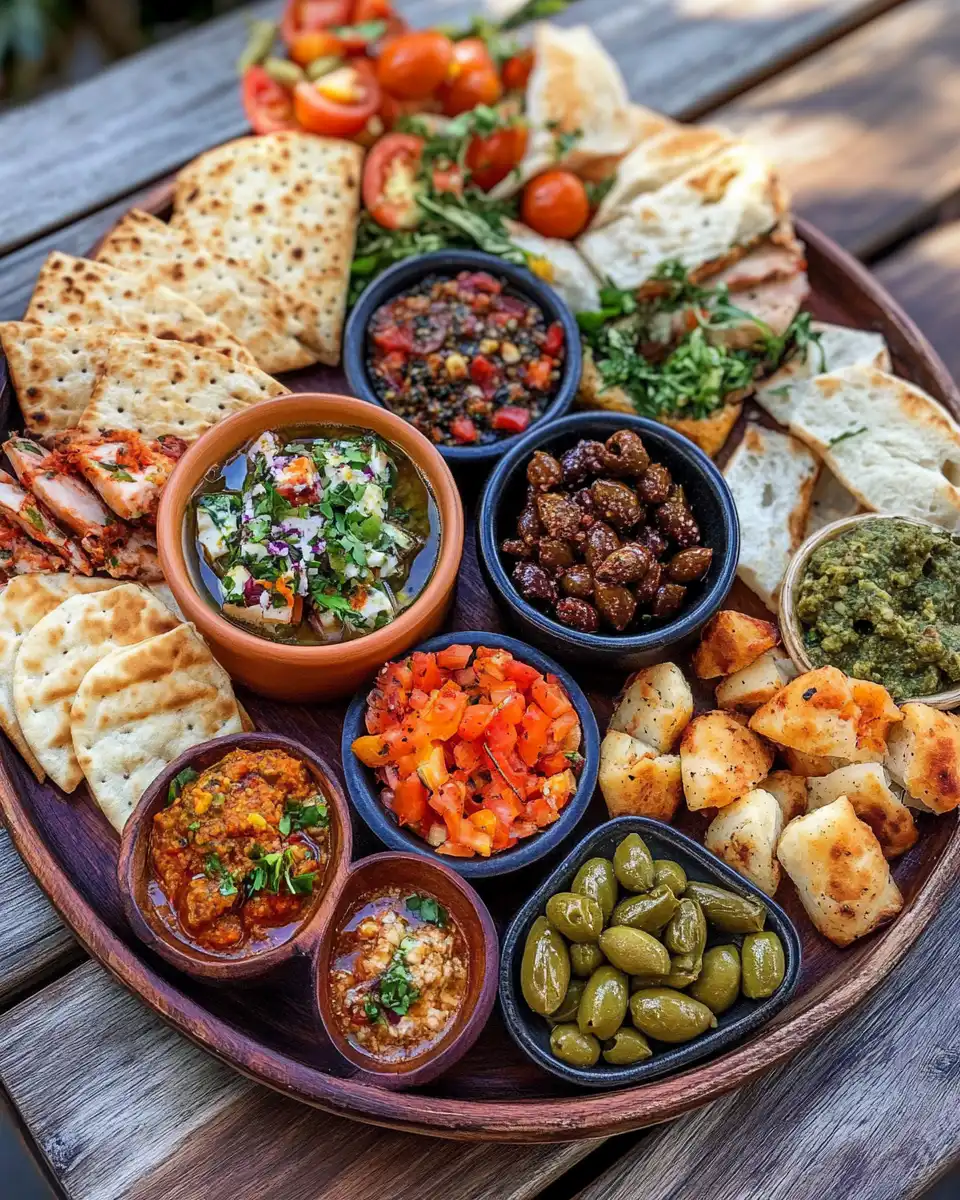 Close-up of grilled halloumi and marinated feta on mezze platter