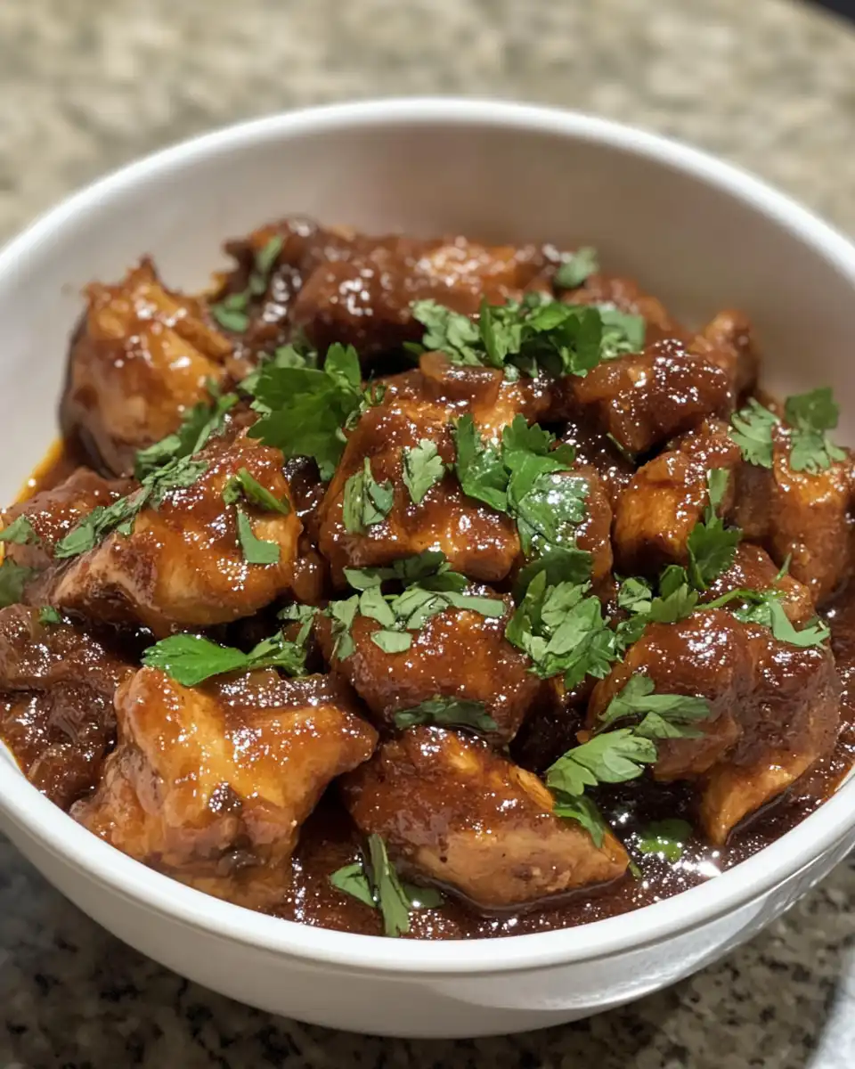 Pressure cooker sealed with hissing valve locking in Mexican chicken adobo flavor