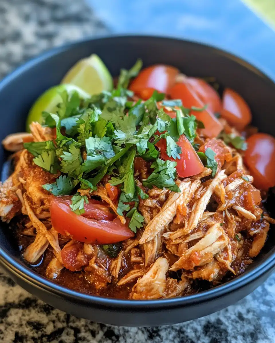 A close-up of smoky, spicy chipotle pulled chicken steaming in the kitchen