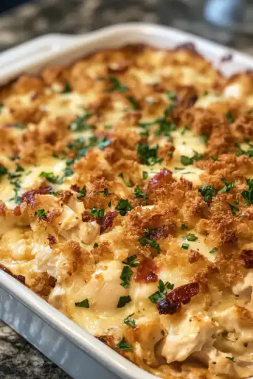 Million Dollar Chicken Casserole taken with iphone 15 pro max --iw 2 --ar 4:5 --v 6.1 --raw
