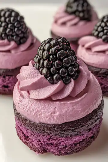 Mini Blackberry Mousse Cakes taken with iphone 15 pro max --iw 2 --ar 4:5 --v 6.1 --raw