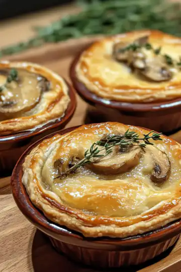 Mini Mushroom And Gruyere Pot Pies With Thyme taken with iphone 15 pro max --iw 2 --ar 4:5 --v 6.1 --raw