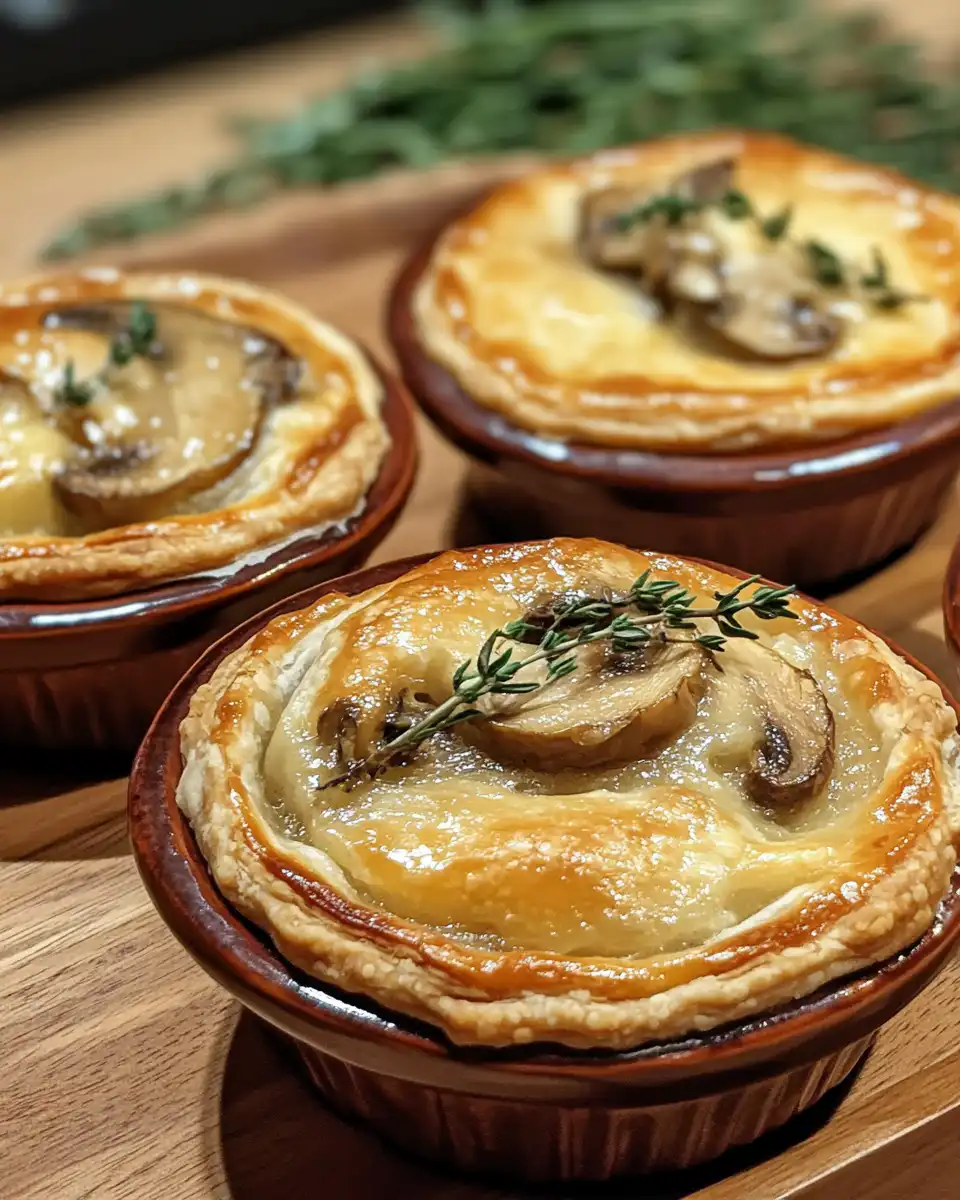 Mini mushroom and gruyere pot pies fresh out of pressure cooker