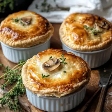 Mini Mushroom Gruyere Pot Pies Savory Individual Bakes taken with iphone 15 pro max --iw 2 --ar 4:5 --v 6.1 --raw