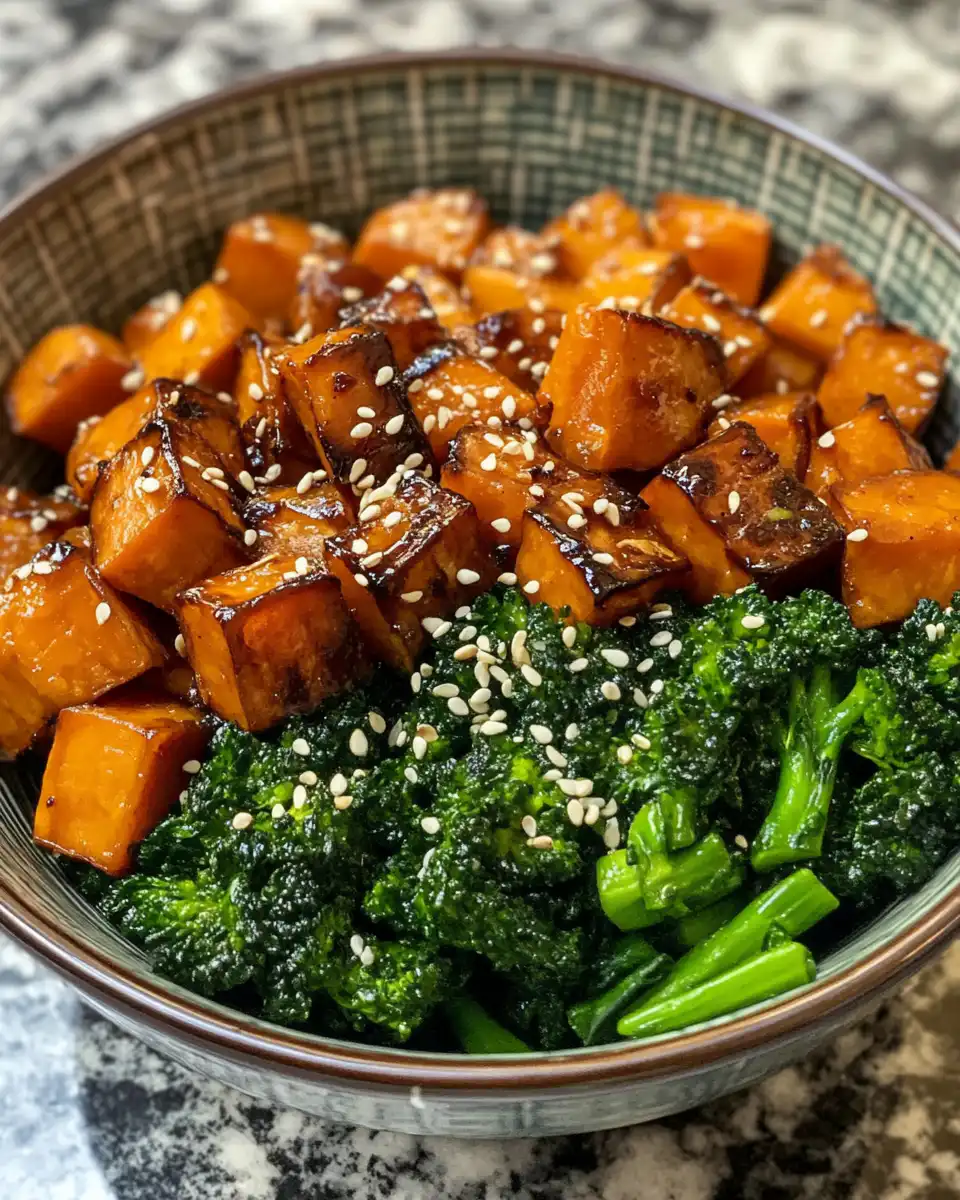 Ingredients and glaze preparation for miso glazed sweet potatoes