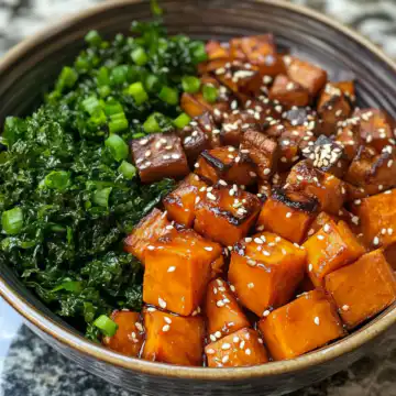 Miso Glazed Sweet Potato Bowl taken with iphone 15 pro max --iw 2 --ar 4:5 --v 6.1 --raw