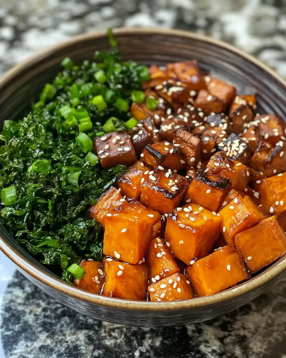 Sweet potatoes cooking with miso glaze in pressure cooker