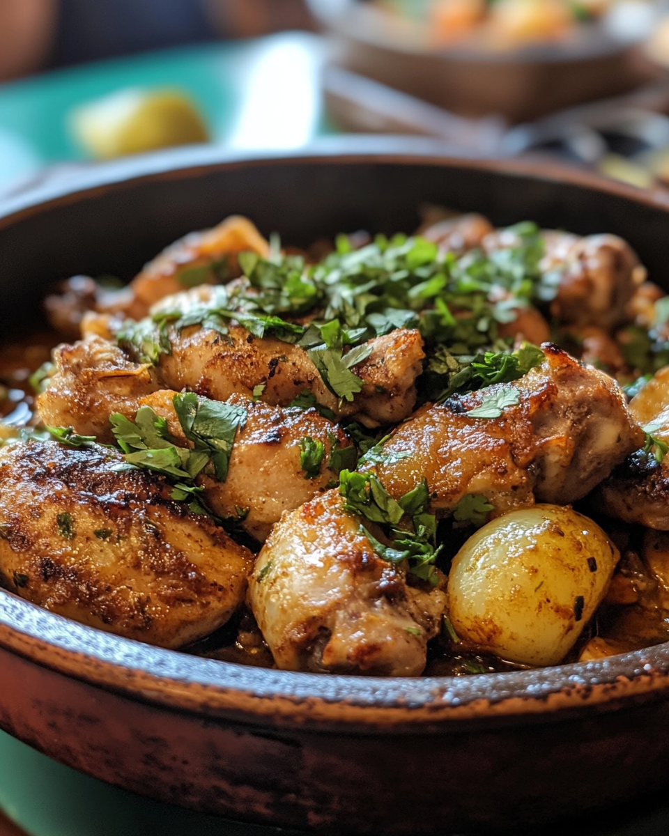 Ingredients laid out for Moroccan chicken tagine recipe